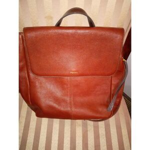 Fossil Brown Leather Backpack